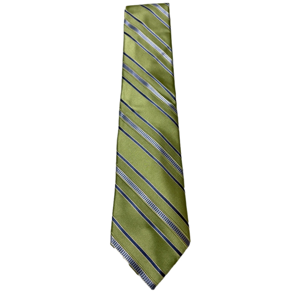 Michael Kors Green Striped Silk Tie Navy Silver Diagonal Stripe Men’s Necktie